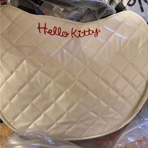 Hello Kitty Cream Quilted Shoulder Bag with Red Logo